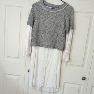 Gabby Skye Gray and Purple Knit Tunic Dress